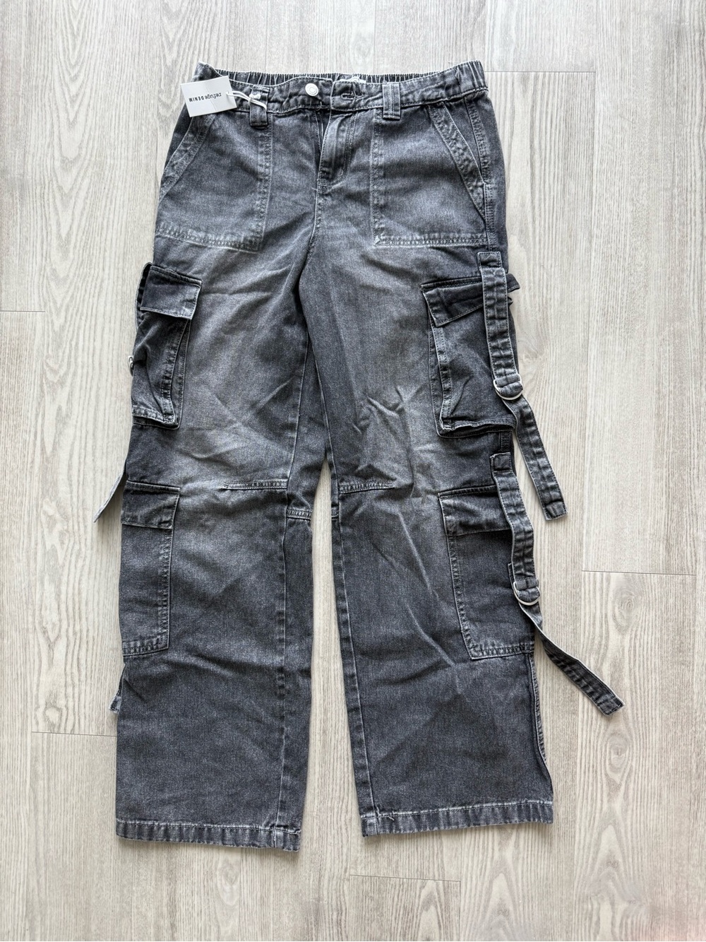Washed Gray Cargo Utility Pants